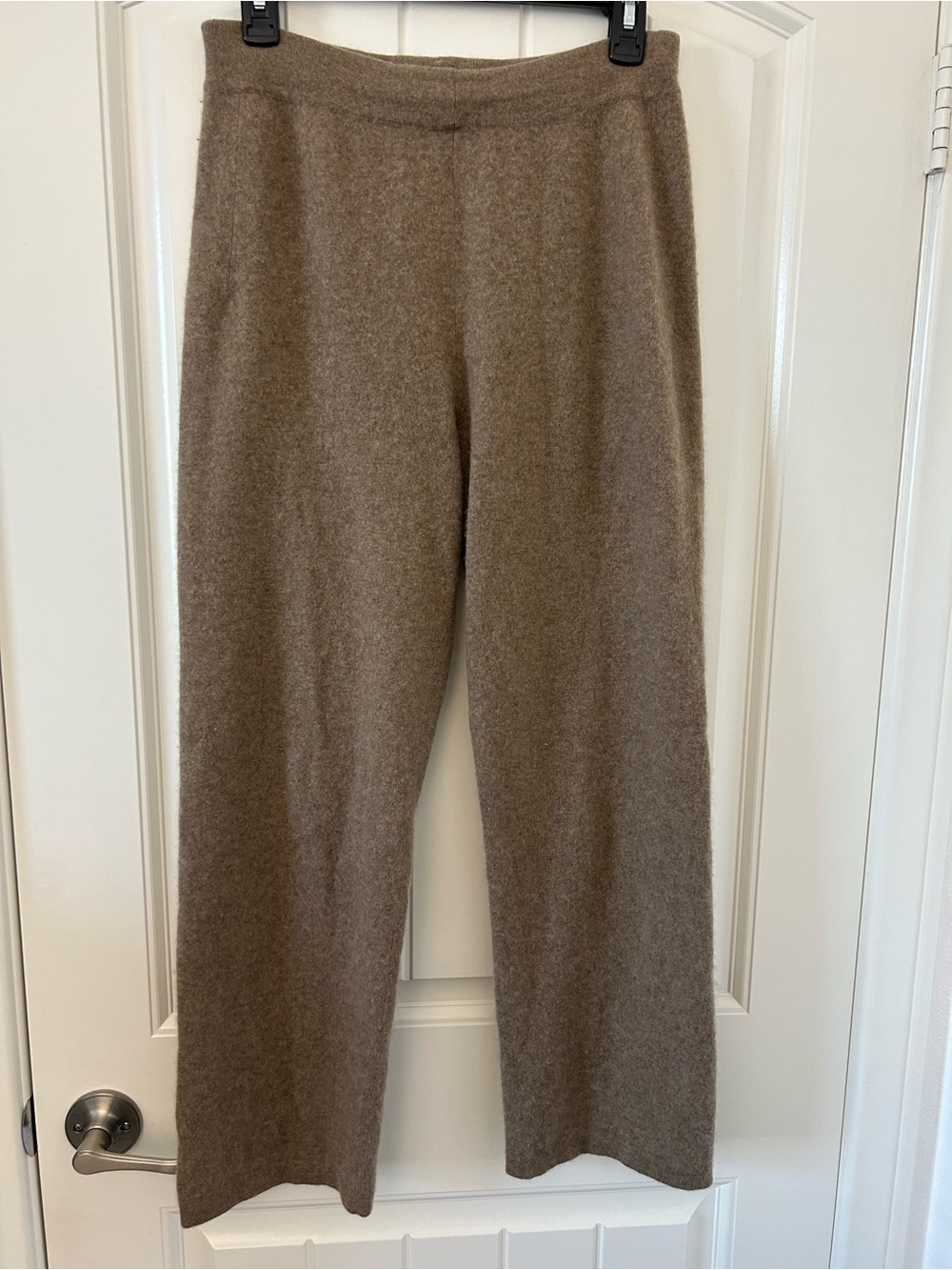 Neiman Marcus 100% Cashmere Pants Brown Wide Leg Knit Trousers Luxury Women's XS